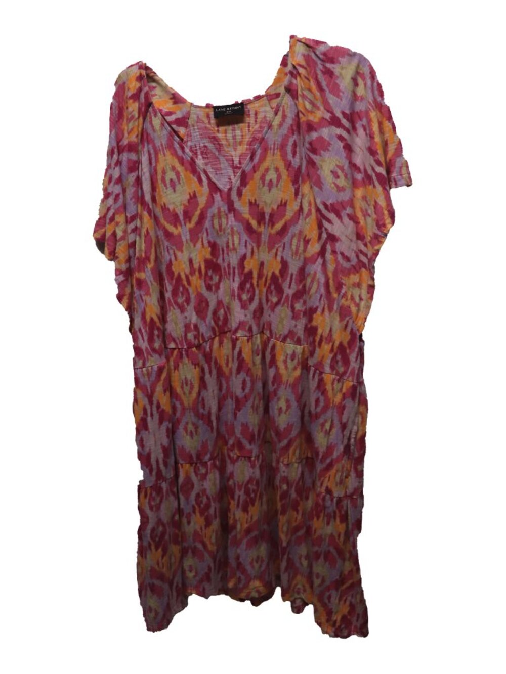 Lane Bryant Pink Yellow Patterned Midi Dress size 30/32